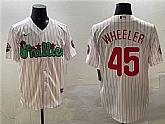Men's Philadelphia Phillies #45 Zack Wheeler White Phanatic Cool Base Stitched Jersey,baseball caps,new era cap wholesale,wholesale hats